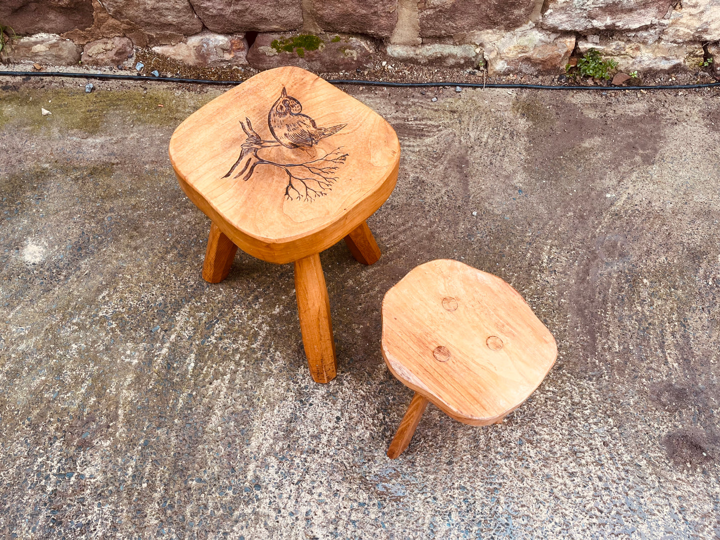 Handmade Solid Wood Stool Set