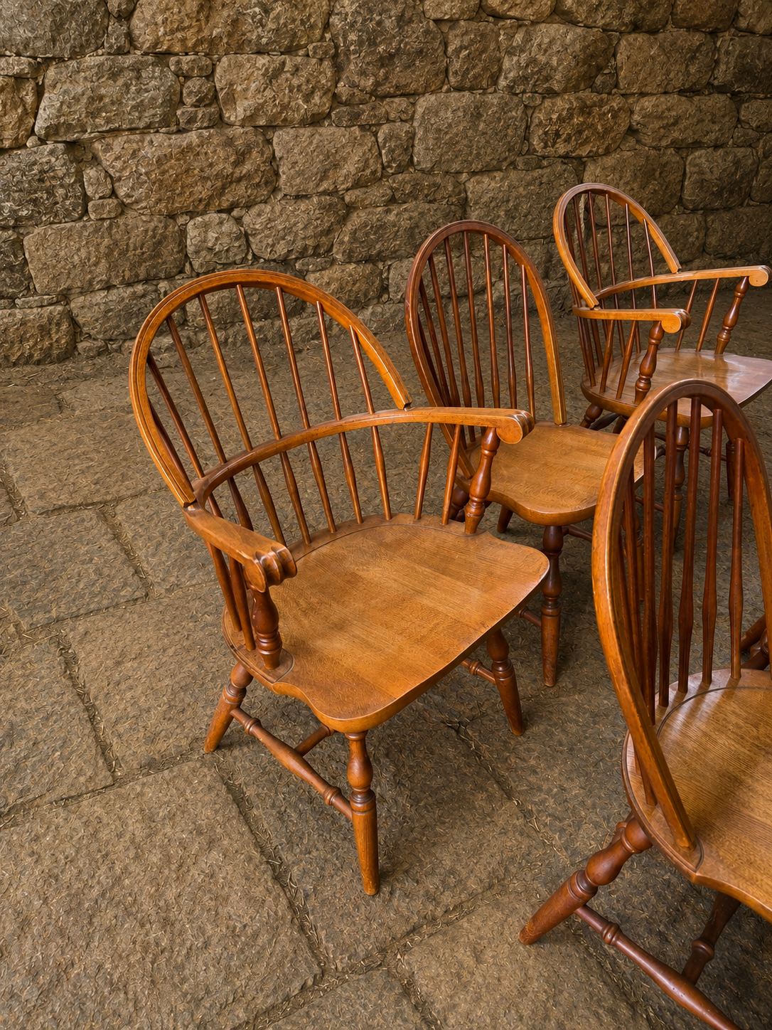 Set of 6 Vintage Windsor Farmhouse Dining Chairs