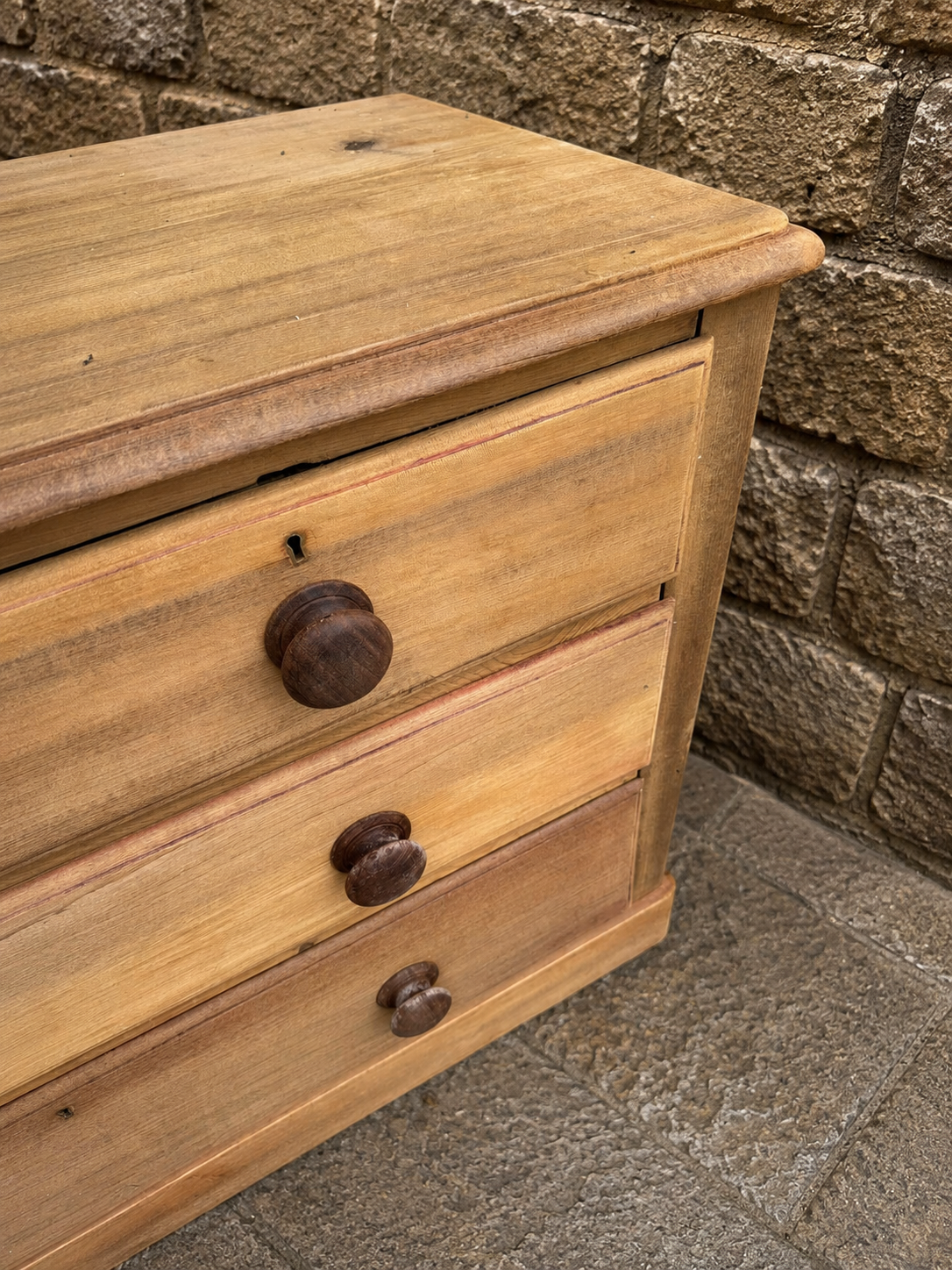 Antique Victorian Stripped Pine Chest of Drawers
