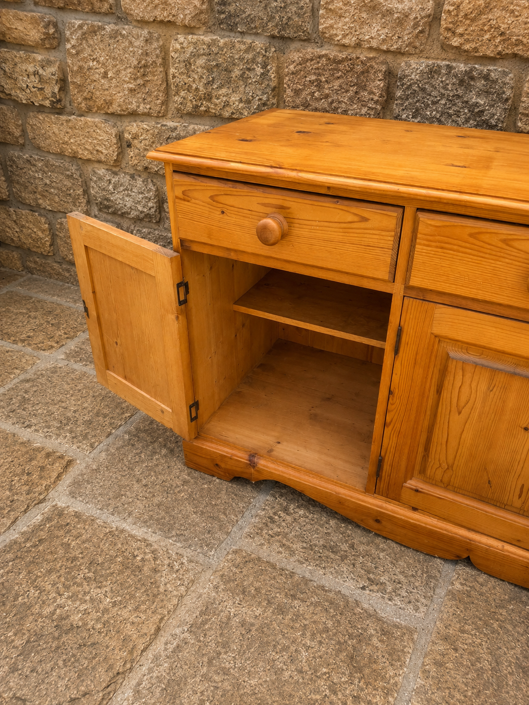 Vintage Pine Sideboard Cabinet | Rustic Farmhouse TV Unit | Country Pine Storage Cabinet | Cottage Sideboard