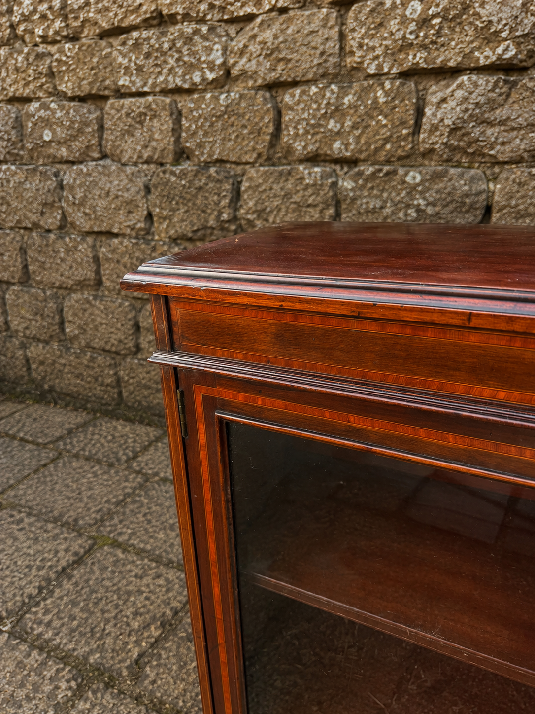 Edwardian Mahogany Inlaid Glazed Bookcase