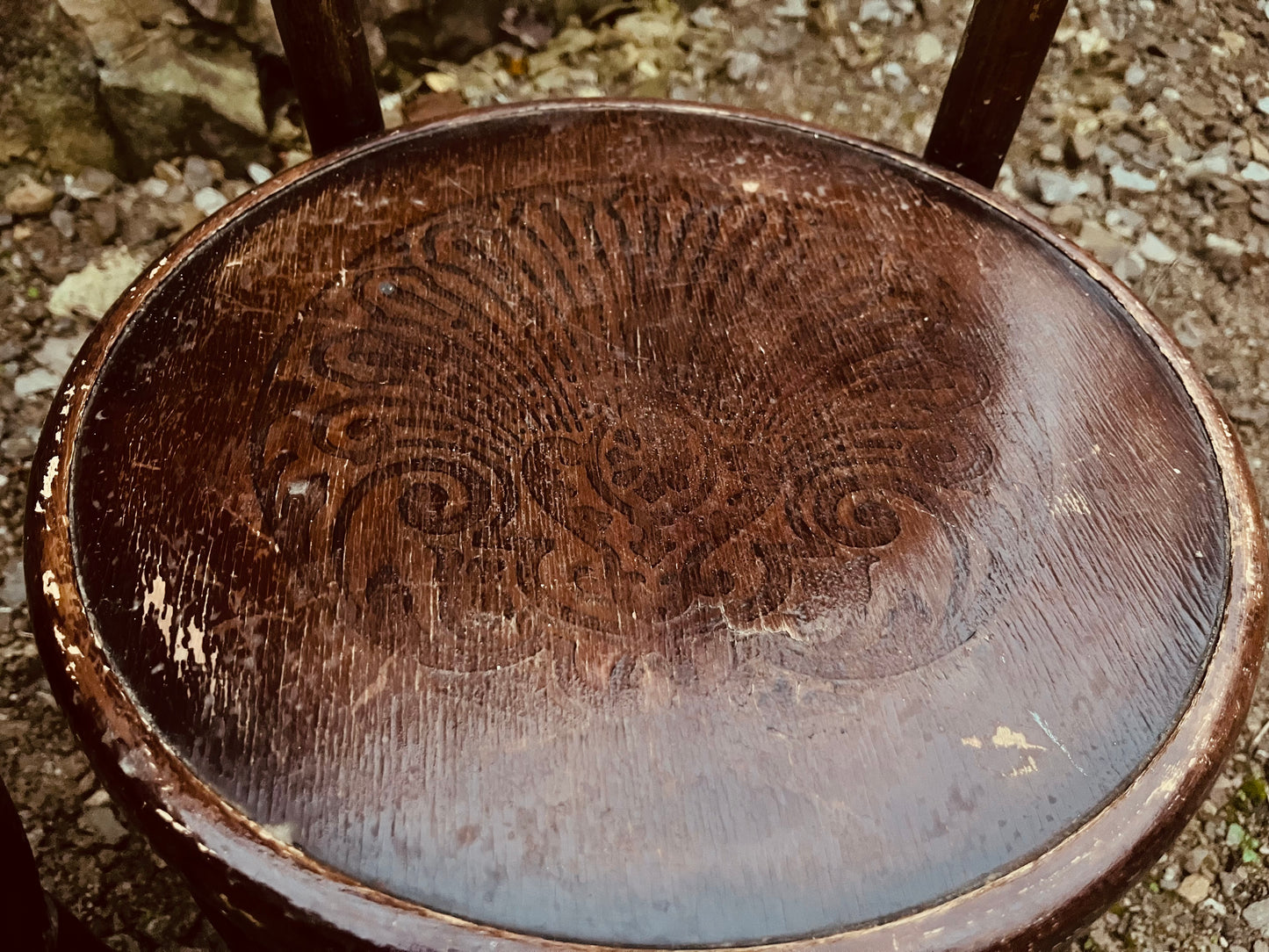 Pair of Vintage Bentwood Café Chairs with Embossed Seats