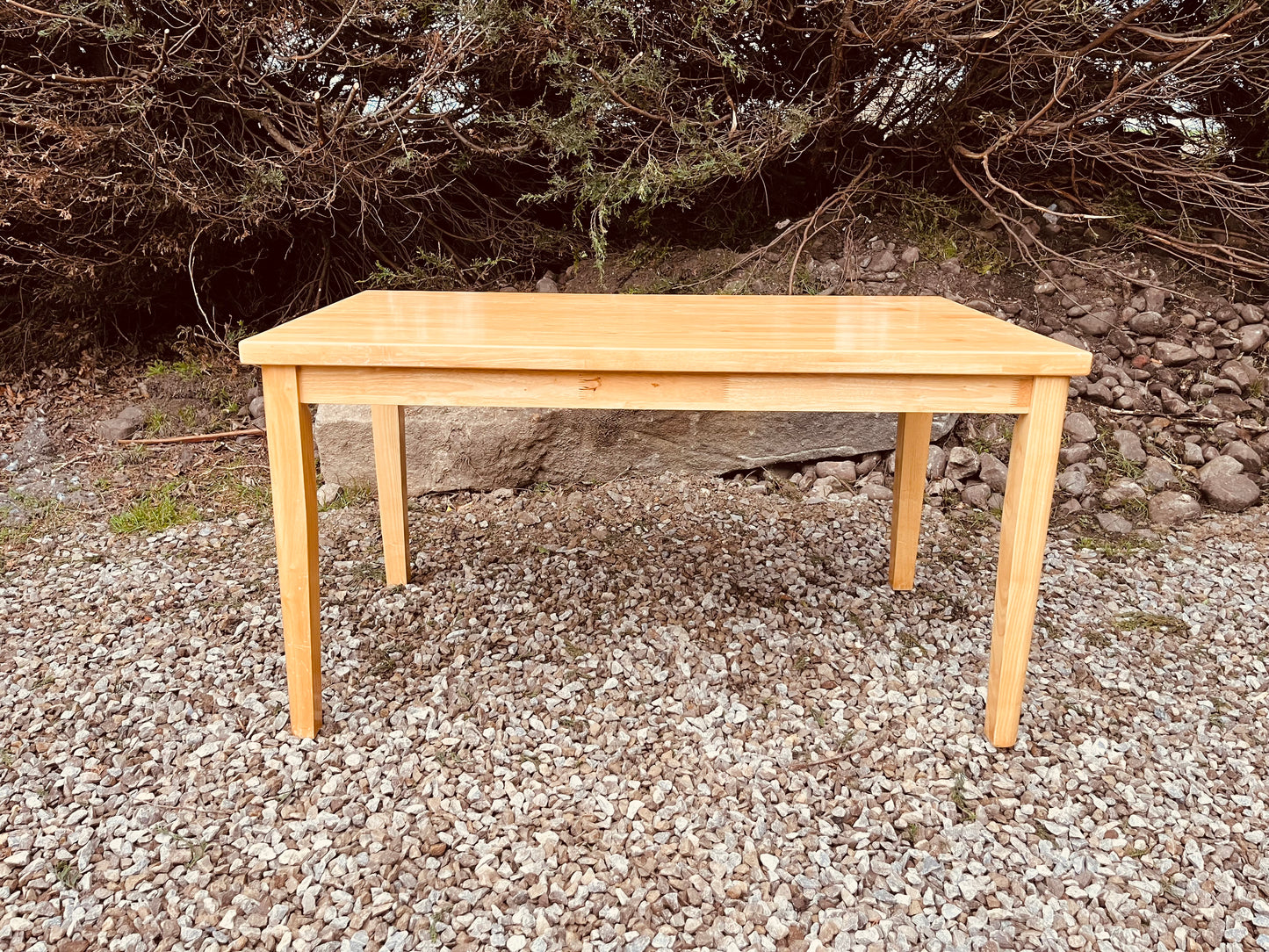 Solid Wood Farmhouse Dining Table – Natural Rustic Kitchen Table
