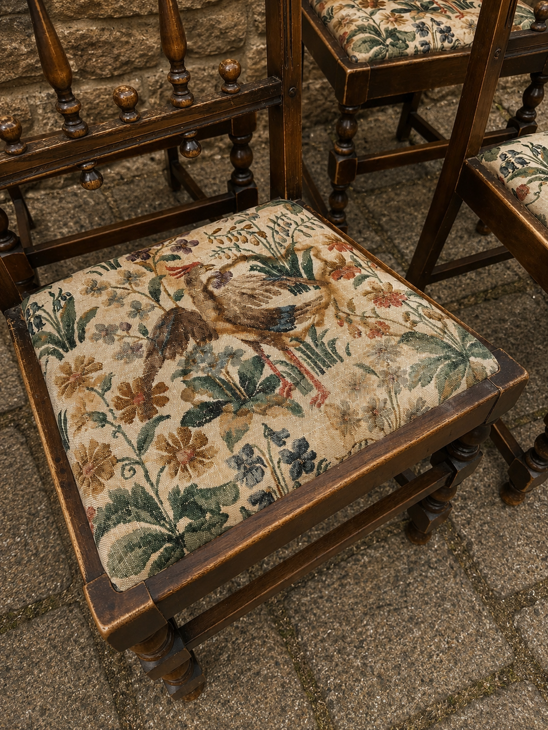 Antique Victorian Gothic Revival Oak Dining Chairs – Set of Four – c.1880–1900