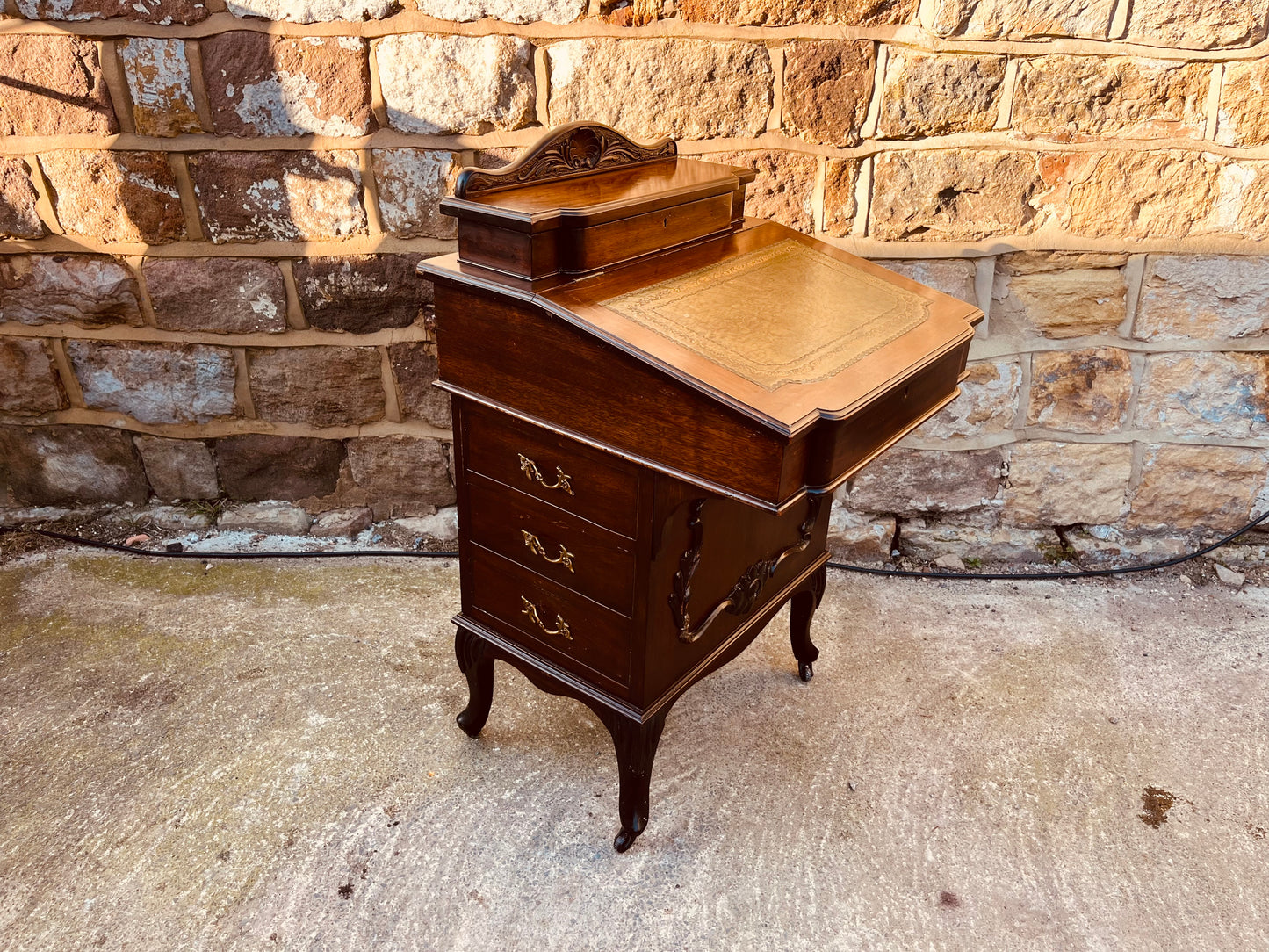 Victorian Mahogany Davenport Writing Desk – Antique Leather Top – Circa 1890