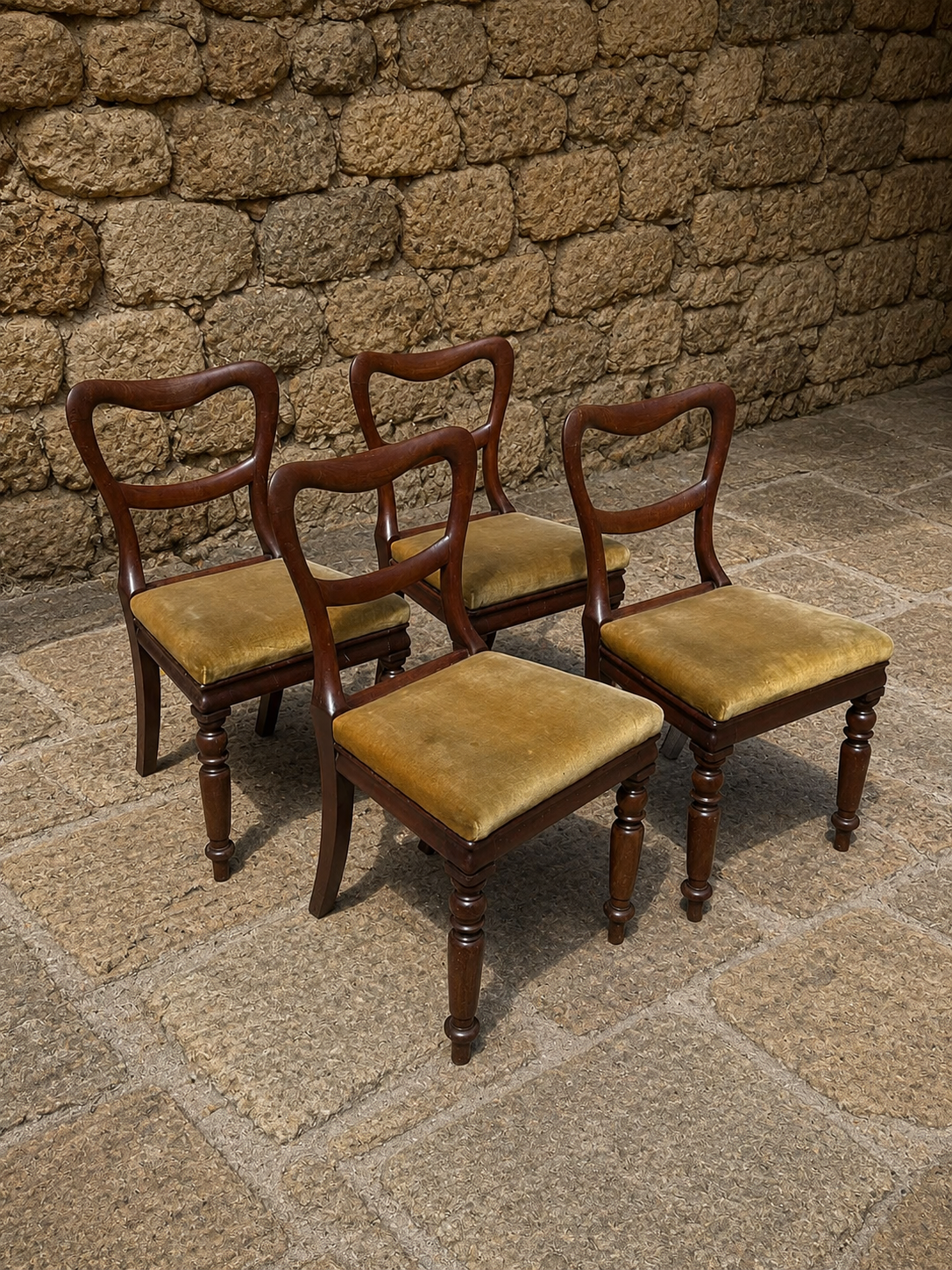 Set of 4 Regency Revival Mahogany Dining Chairs c1930s
