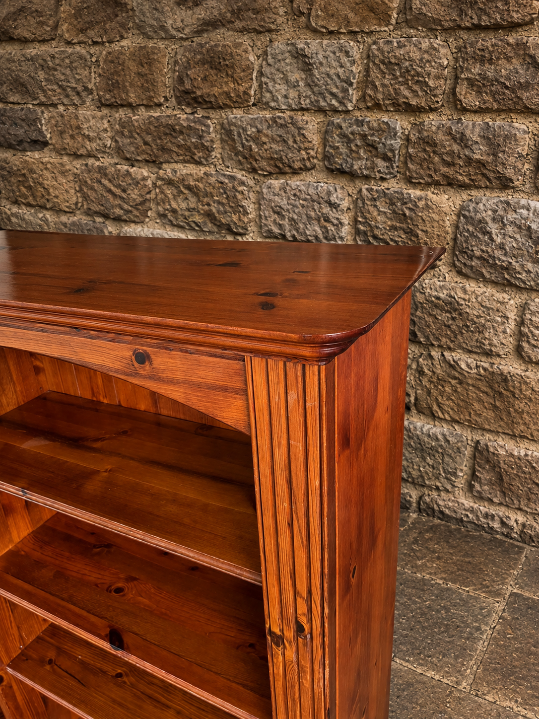 Large Vintage Solid Pine Farmhouse Bookcase