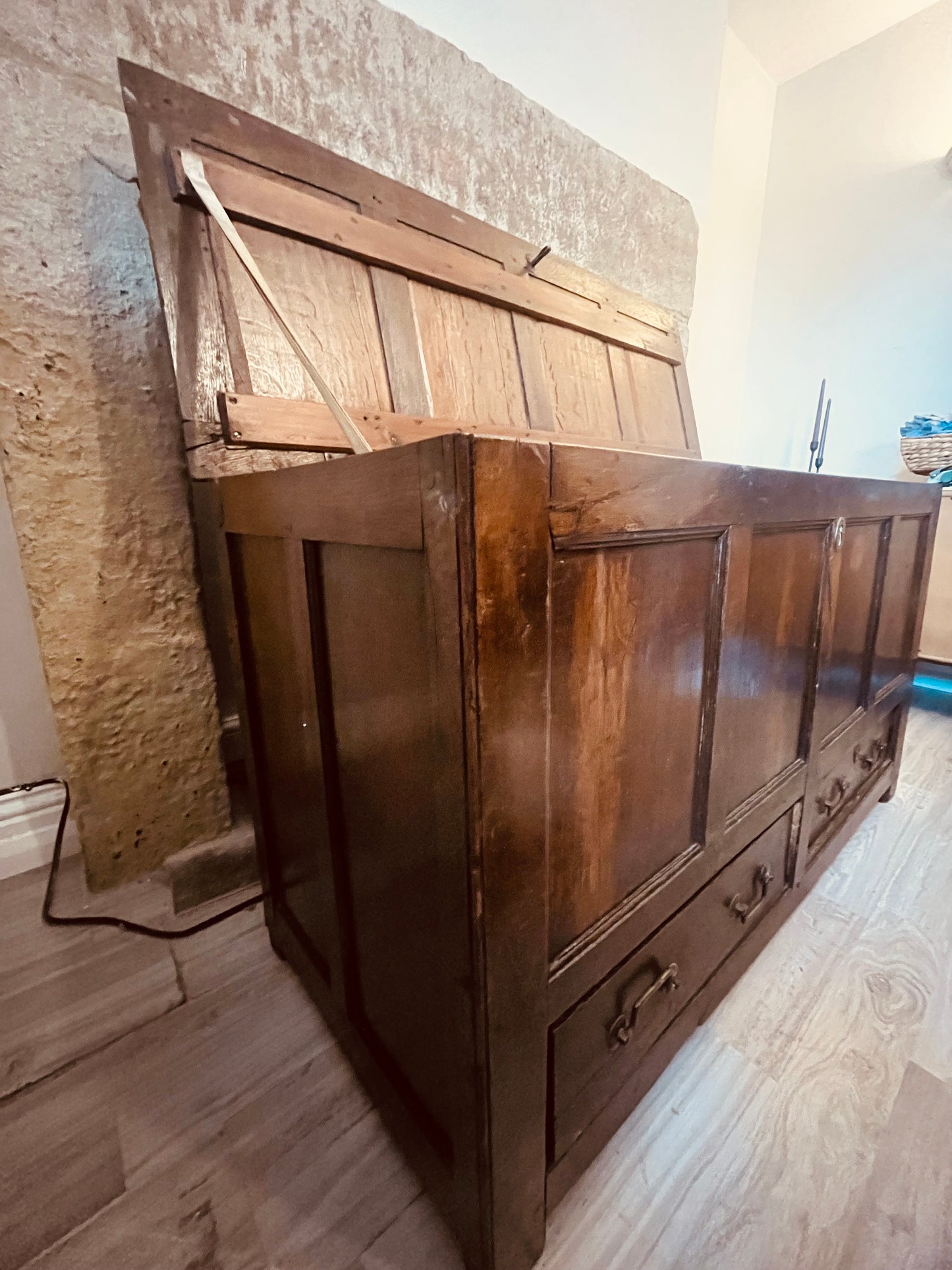 Antique Oak Mule Chest with Drawers – Georgian Coffer & Blanket Box (c.1780–1830)