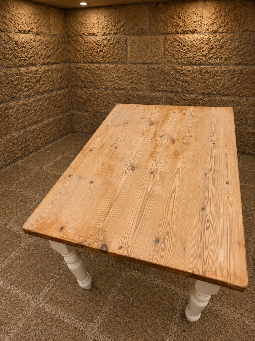 Large English Farmhouse Pine Kitchen Dining Table | Rustic Country Dining Table with Drawer | Painted Farmhouse Table