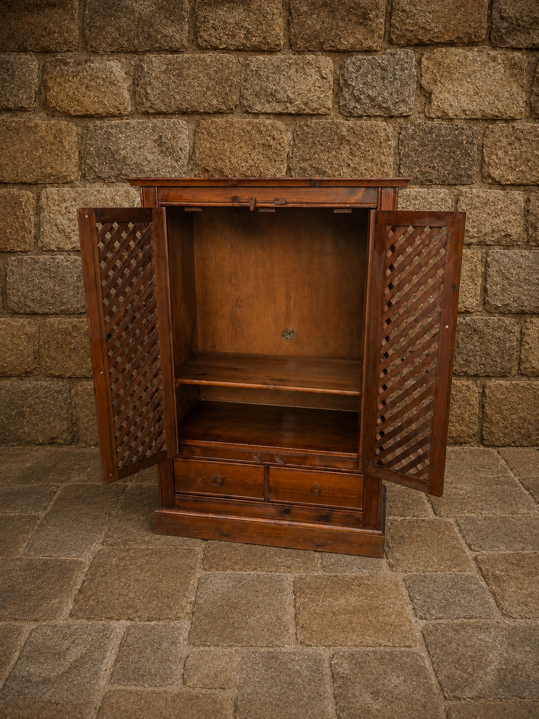 Rustic Spanish Colonial Pine Storage Cabinet