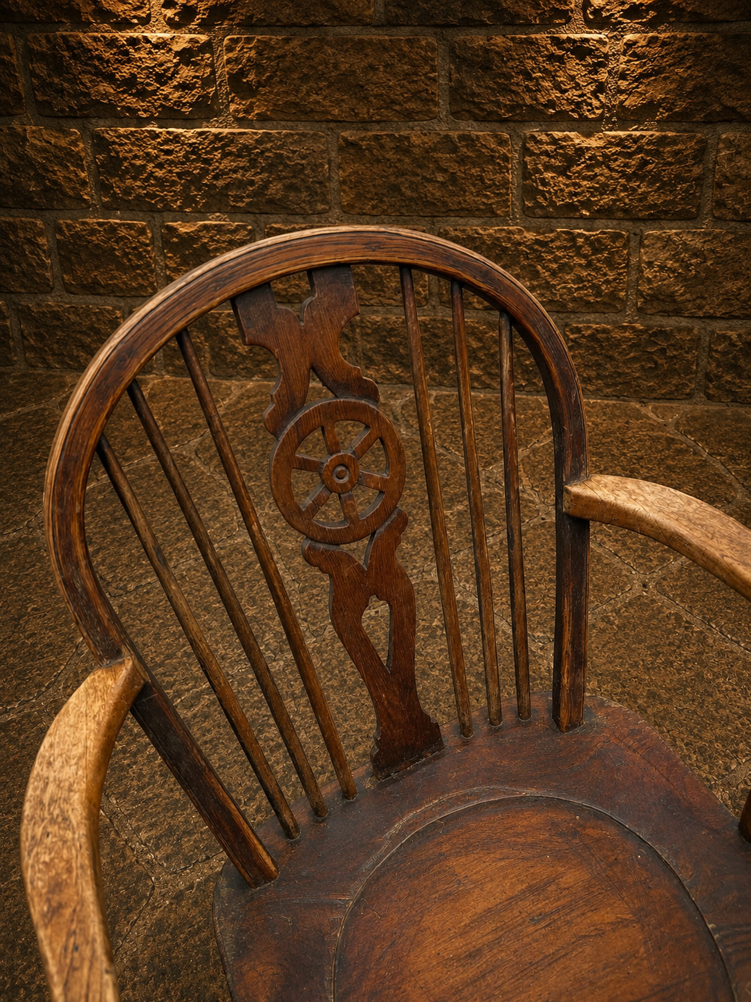 Antique Early 19th Century English Windsor Armchair | Wheelback Elm & Ash Chair | Circa 1820–1850