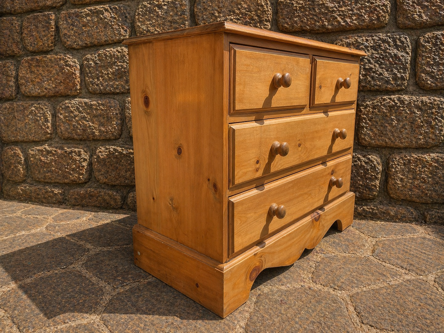 Vintage Pine Chest of Drawers – Rustic 4 Drawer Farmhouse Dresser