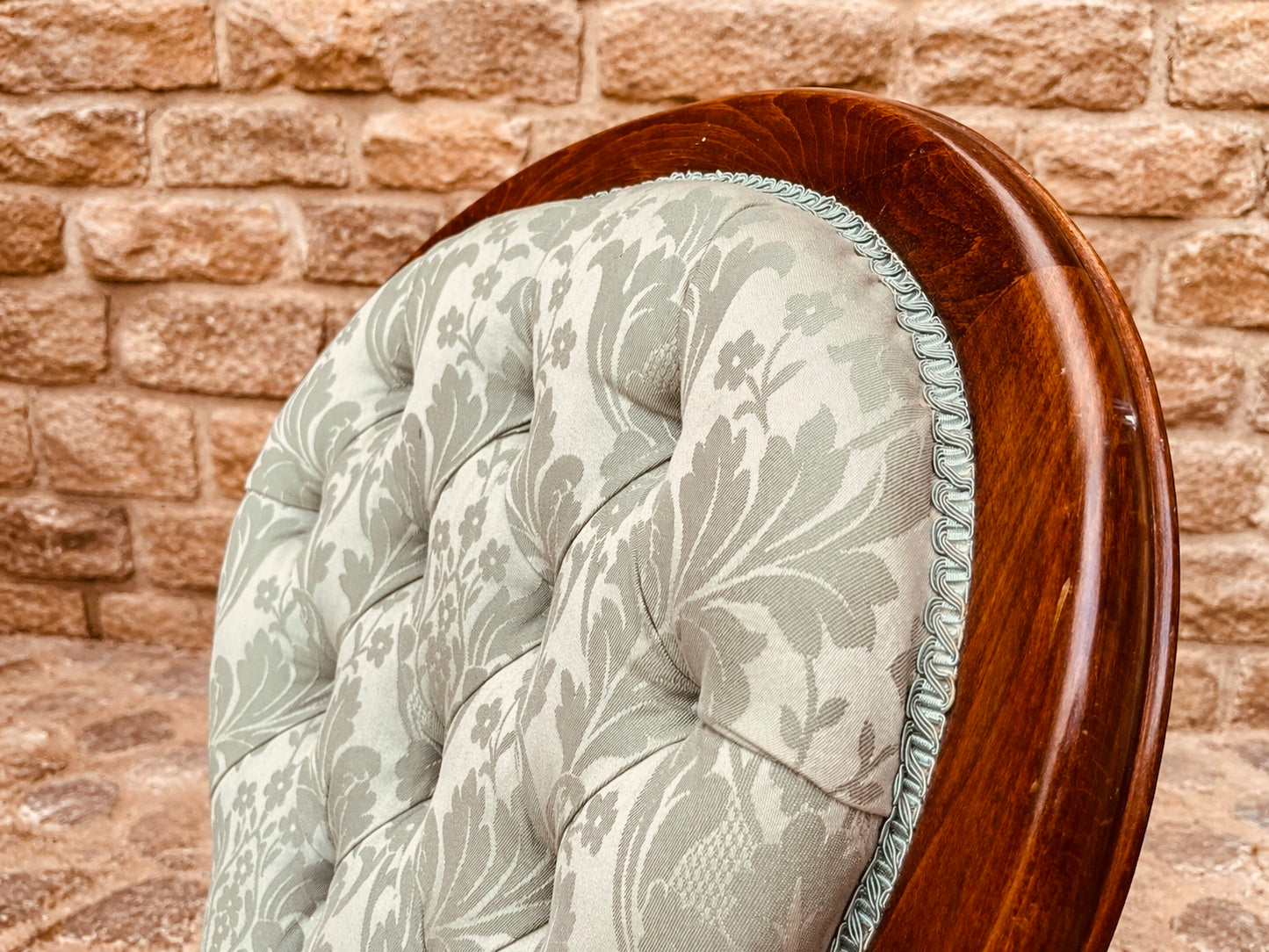 Pair of Vintage Balloon Back Chairs – Mid Century Victorian Style with Walnut Frames