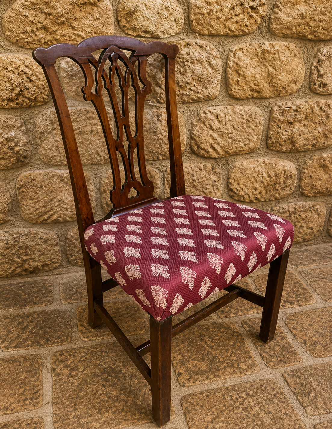 Set of 6 Georgian Style Mahogany Dining Chairs with Gothic Pierced Backs