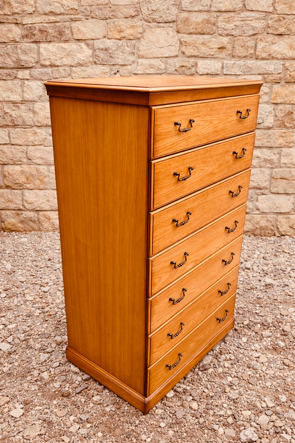 Vintage Style Oak Chest of Drawers – 6 Drawer Tallboy Storage Unit