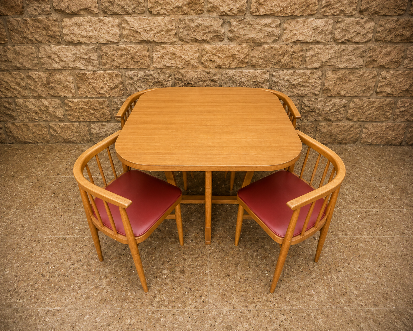 Vintage Mid Century Dining Set – Scandinavian Style Table & Four Chairs