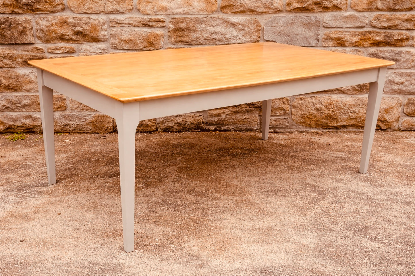 Rustic Farmhouse Dining Table with Natural Wood Top and Painted Base