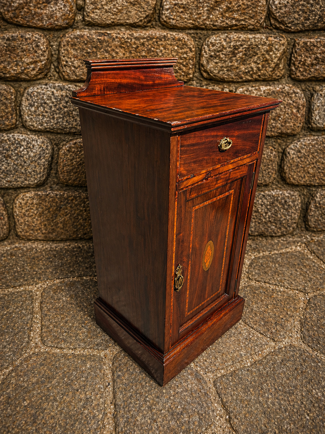 Edwardian Inlaid Mahogany Bedside Cabinet c.1900–1915