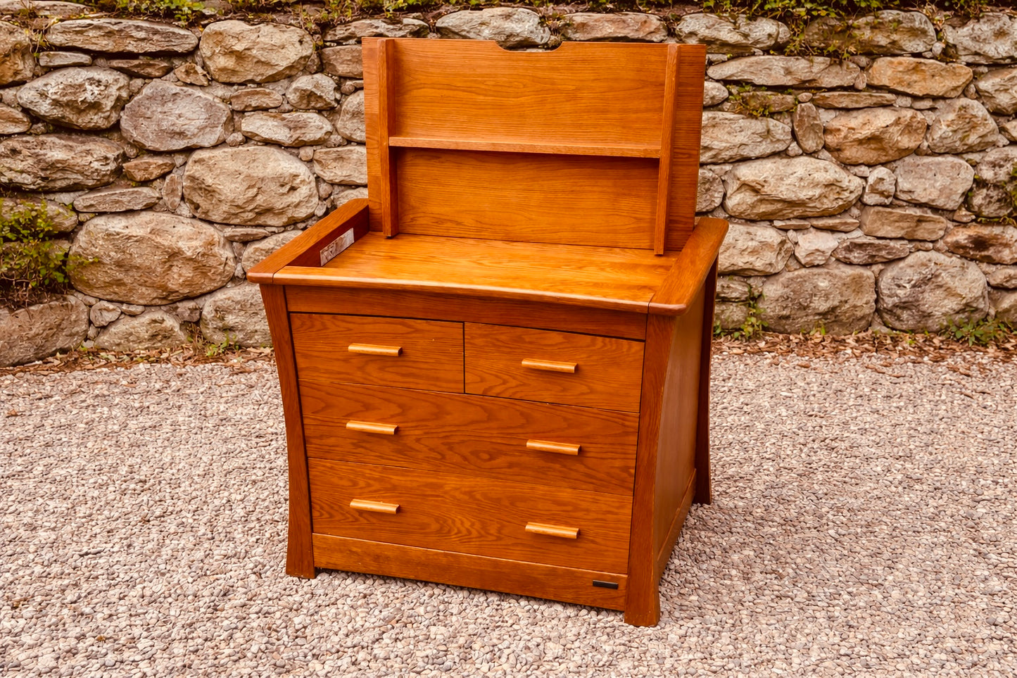Mid Century Oak Dressing Chest – Compactum Chest of Drawers with Raised Back