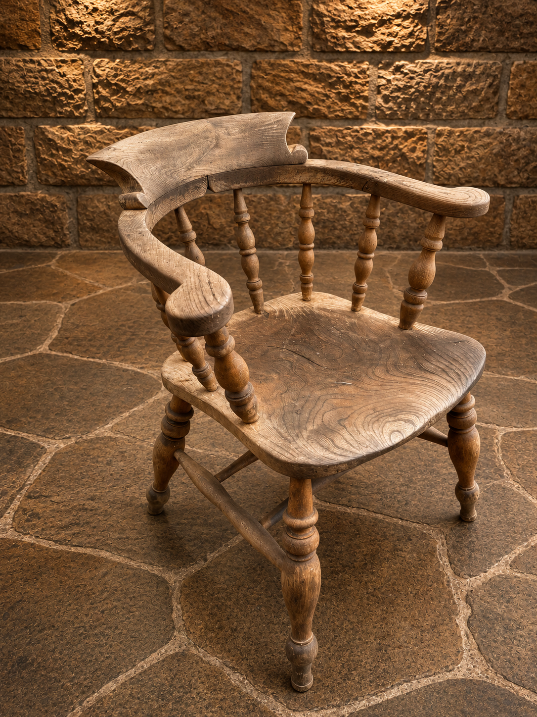 Antique Early Victorian Elm & Ash Smoker’s Bow Chair | English Country Armchair | Circa 1830–1860