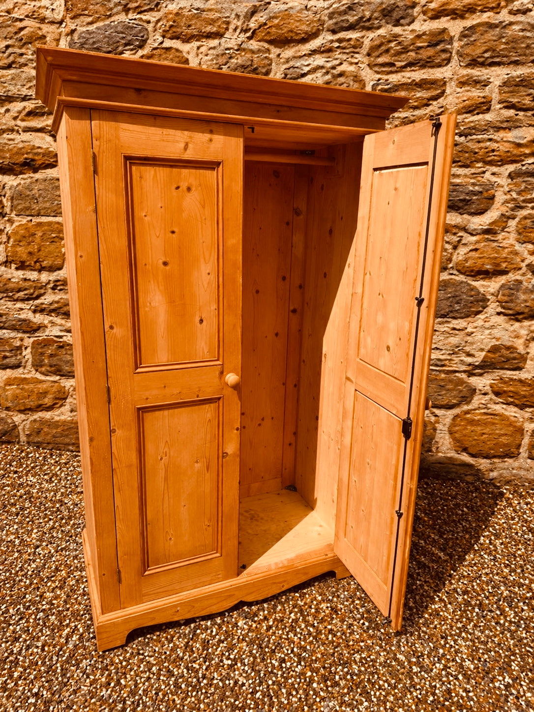 Vintage Pine Wardrobe Cupboard – Rustic Farmhouse Storage Cabinet