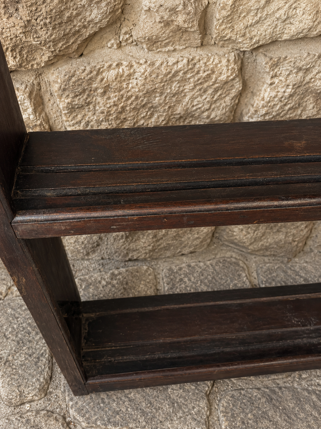 Victorian Dark Pine Wall Mounted Plate Rack c.1890