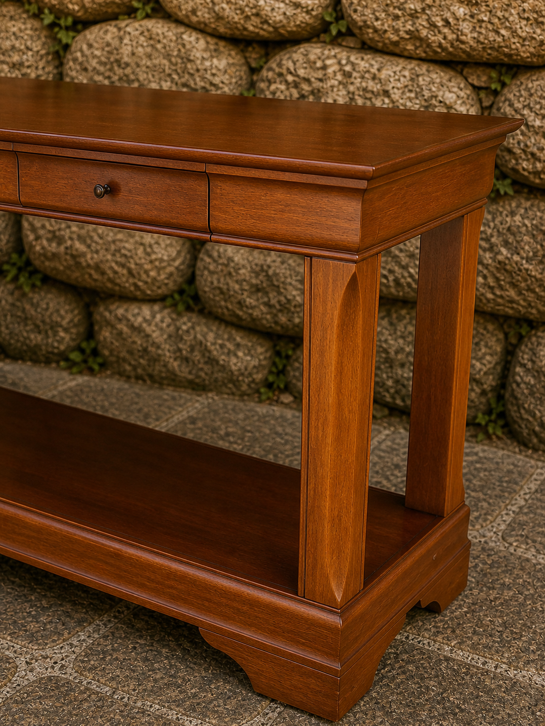 Mahogany Georgian Style Console Table – 130cm with Drawer & Shelf