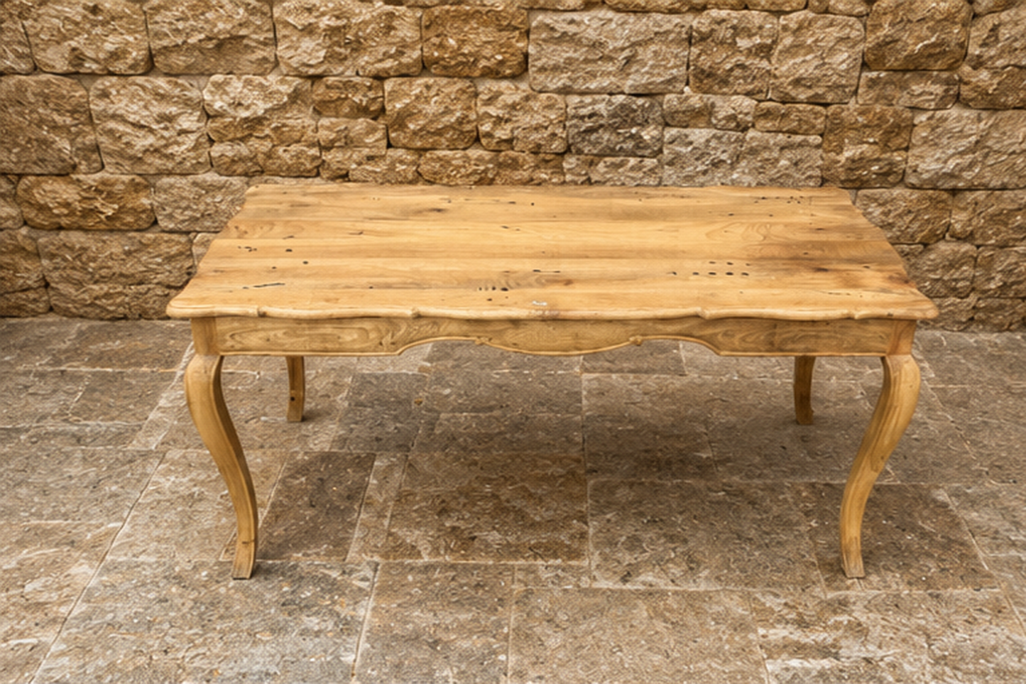 Rustic French Country Coffee Table – Vintage Provincial Pine Farmhouse Table