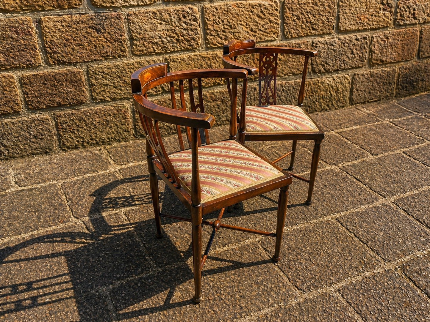 Pair of Edwardian Mahogany Occasional Armchairs c.1900–1915