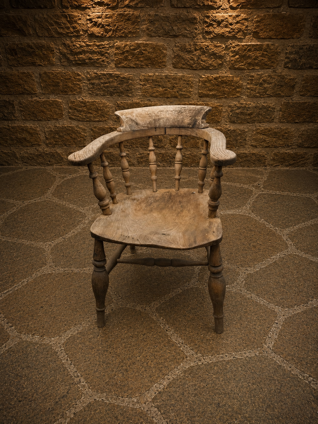Antique Primitive Elm & Ash Smoker’s Bow Chair | English Country Captain’s Chair | Circa 1820–1860