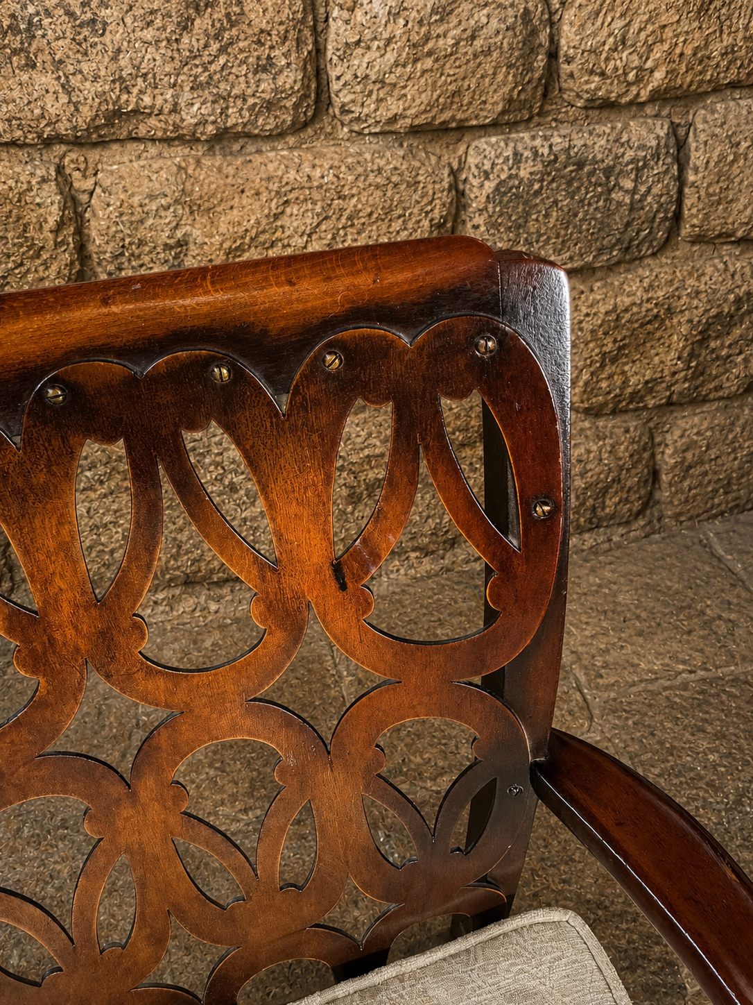 Antique Edwardian Mahogany Pierced Back Armchair c1910