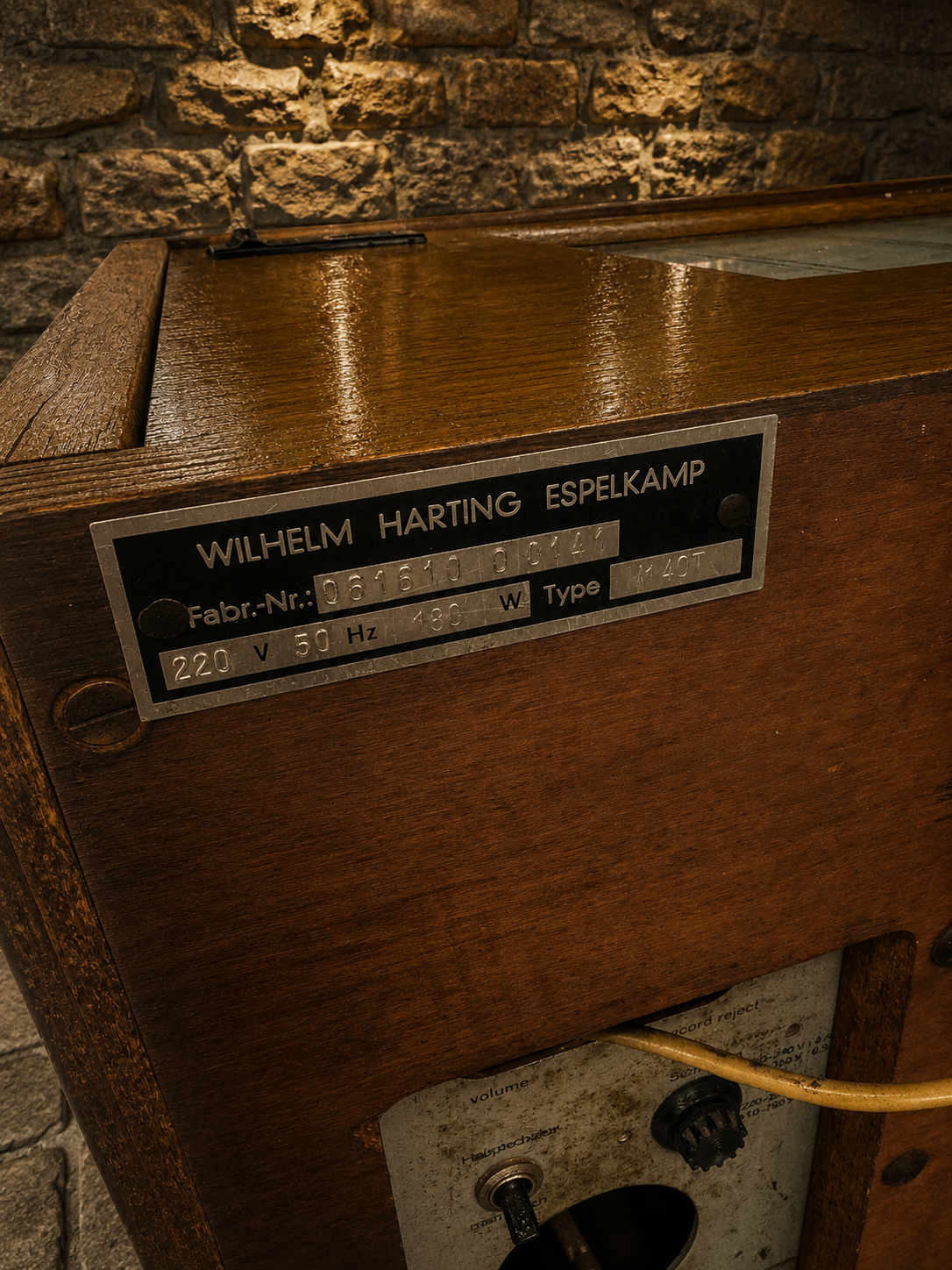 Rare 1960s Wilhelm Harting M40T Oak Jukebox Wall Selector Console