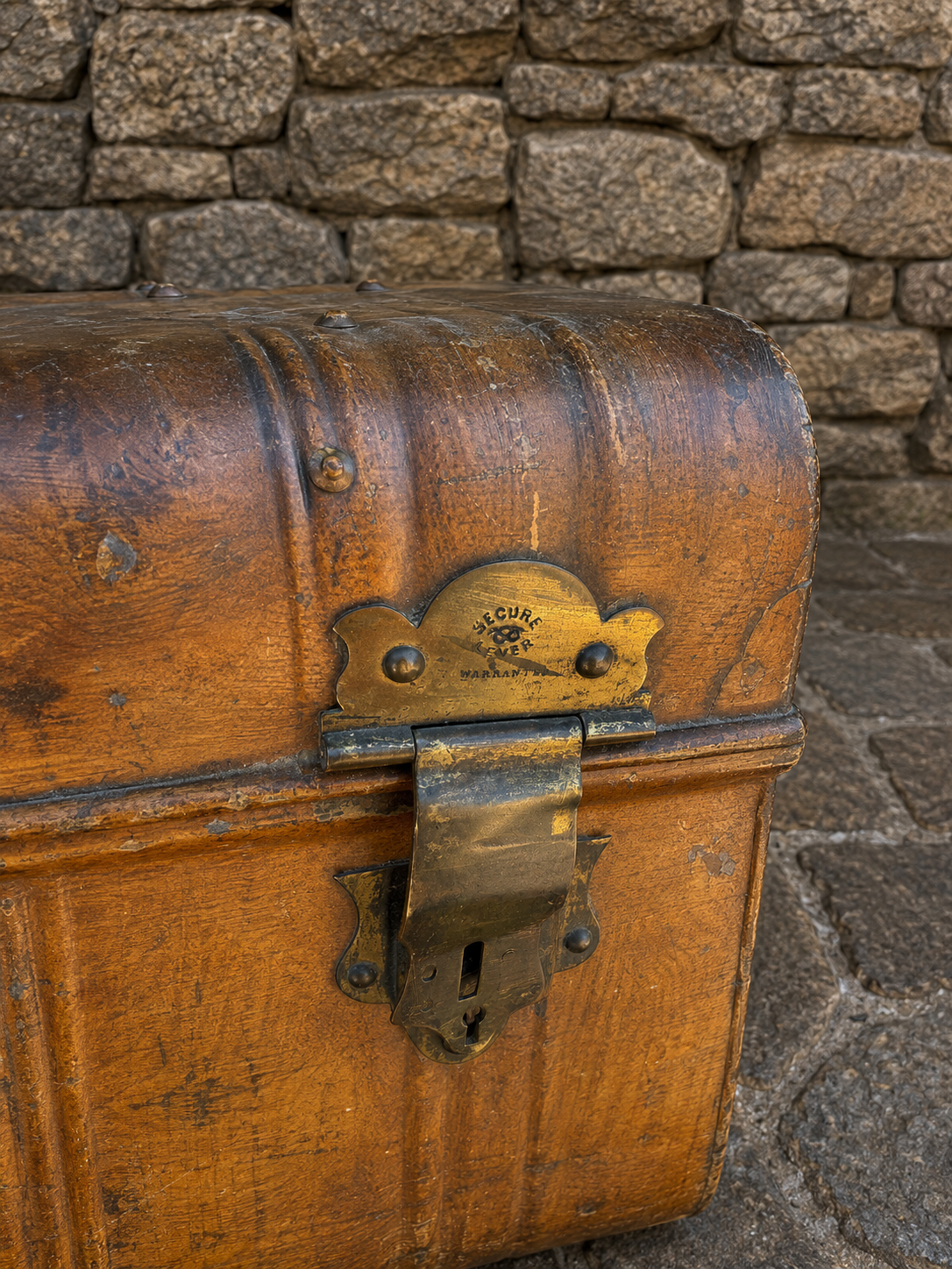Antique Edwardian Dome Top Steamer Trunk Storage Chest c.1900