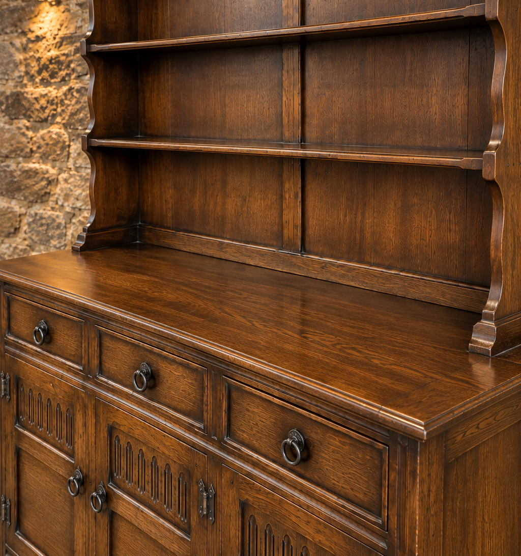 Vintage Solid Oak Welsh Style Dresser & Plate Rack