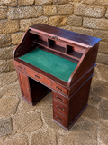 Antique Style Roll Top Desk | Compact 1930s Writing Bureau with Tambour Front