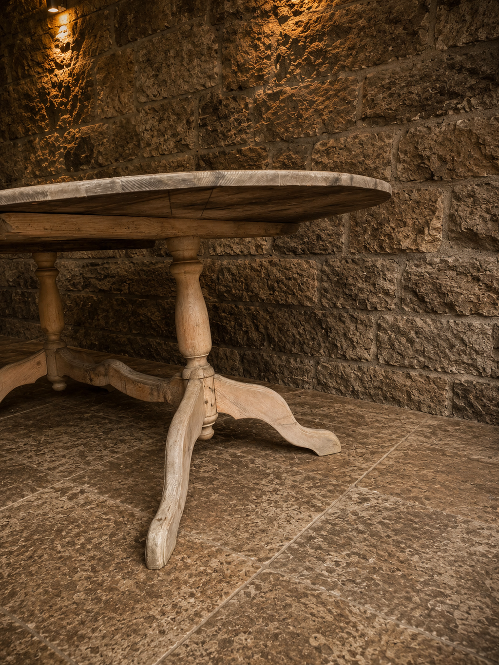Antique French Farmhouse Oval Dining Table | Large Solid Pine Refectory Table | Rustic Country Kitchen Table