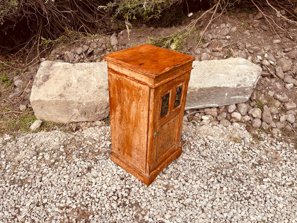 Antique Victorian Inlaid Bedside Cabinet with Ebonised Bird Panels