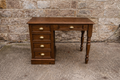 Solid Pine Writing Desk with Drawers and Brass Handles