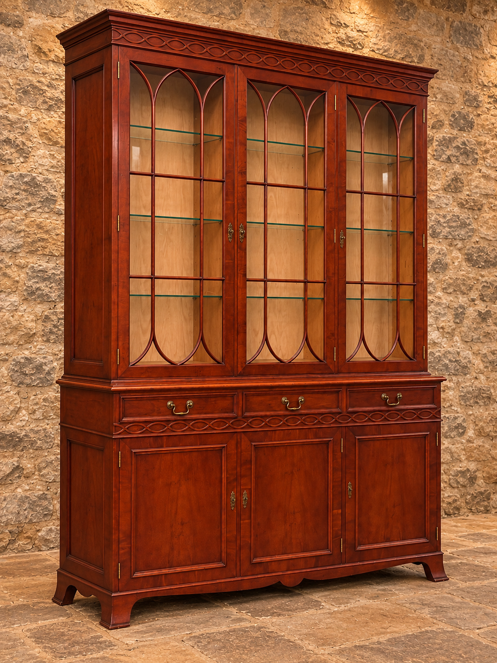 Vintage Georgian style glazed display cabinet