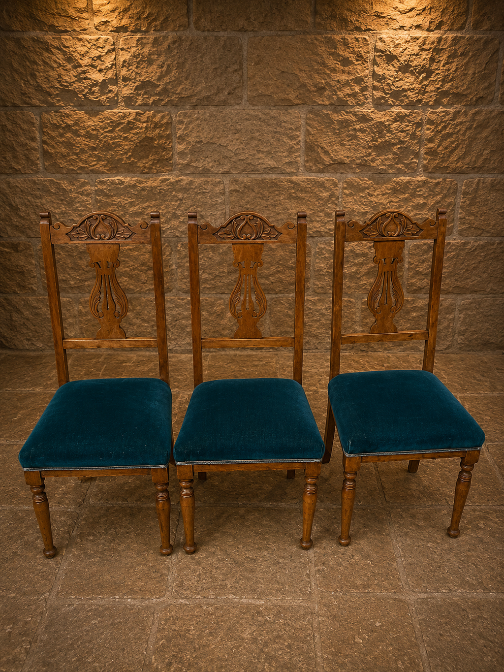 Set of Four Antique Edwardian Arts & Crafts Dining Chairs