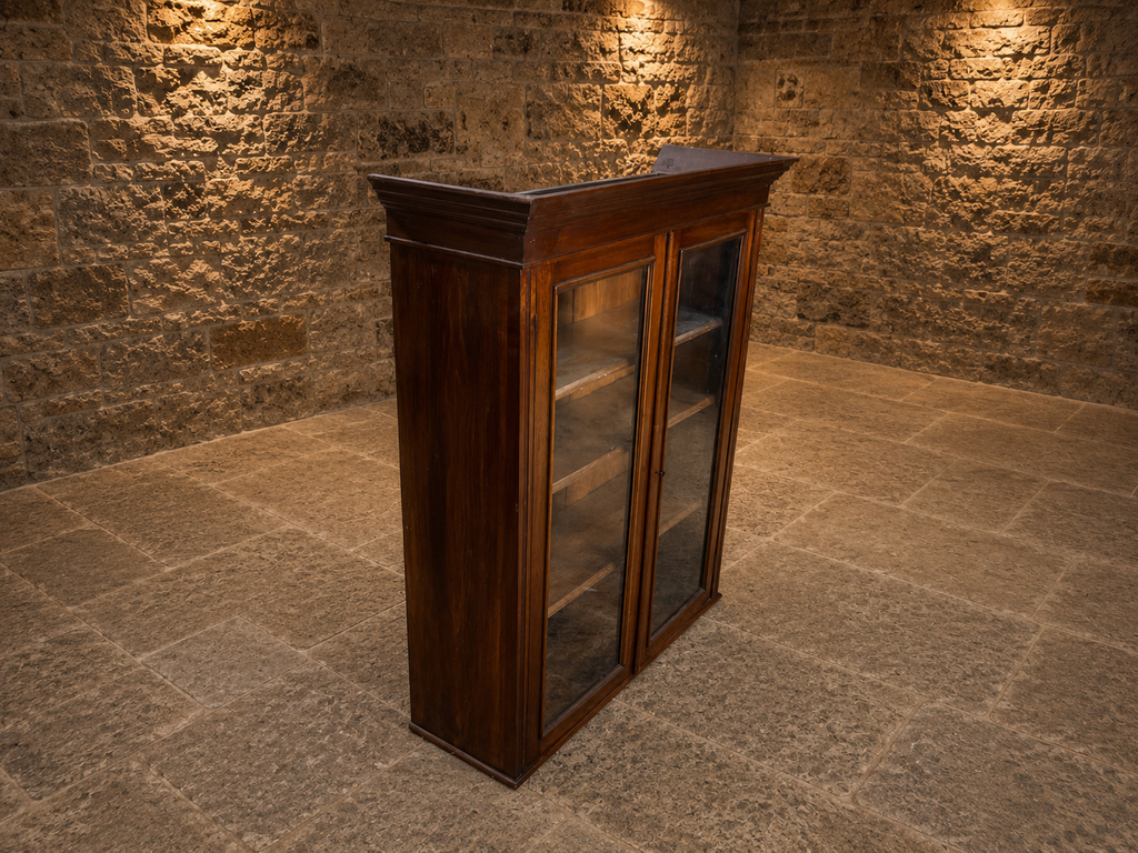 Antique Late Victorian Mahogany Glazed Bookcase Display Cabinet c.1900