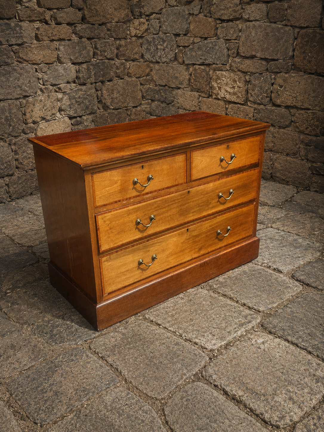 Georgian Style Mahogany Chest of Drawers | Vintage Crossbanded 2 Over 2 Chest
