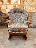 Vintage Upholstered Rocking Armchair – Floral Tapestry Wooden Rocker