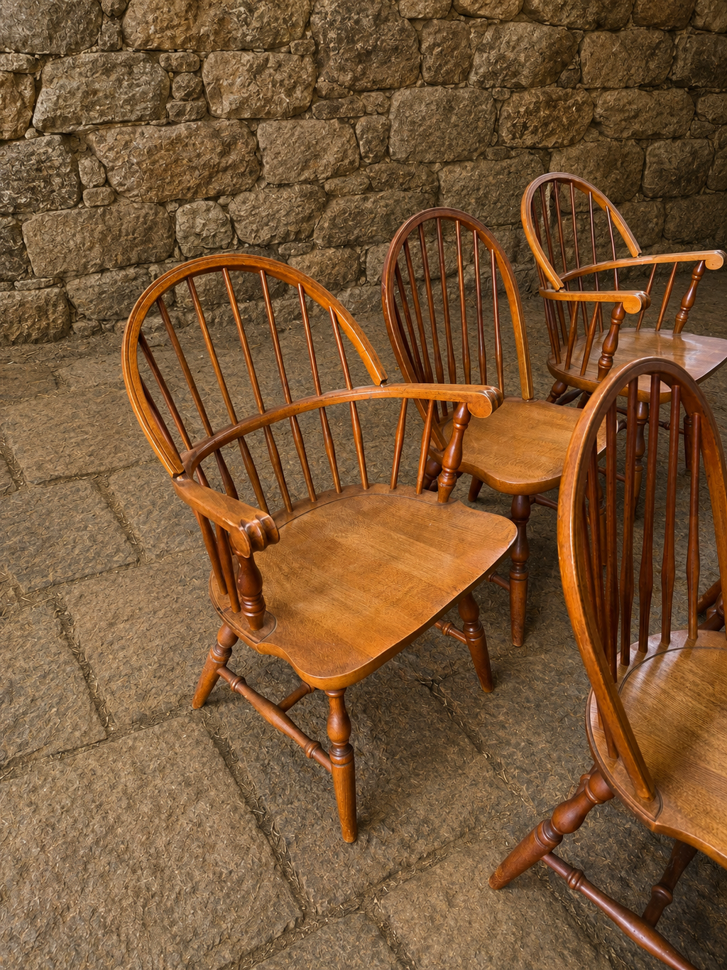 Set of 6 Vintage Windsor Farmhouse Dining Chairs