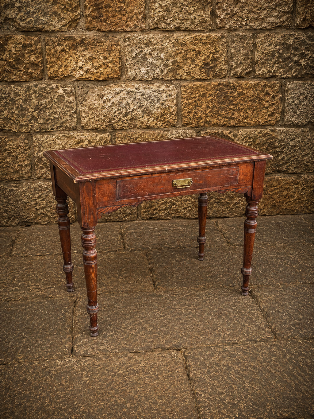 Antique Victorian Oak Leather Top Writing Table c1900