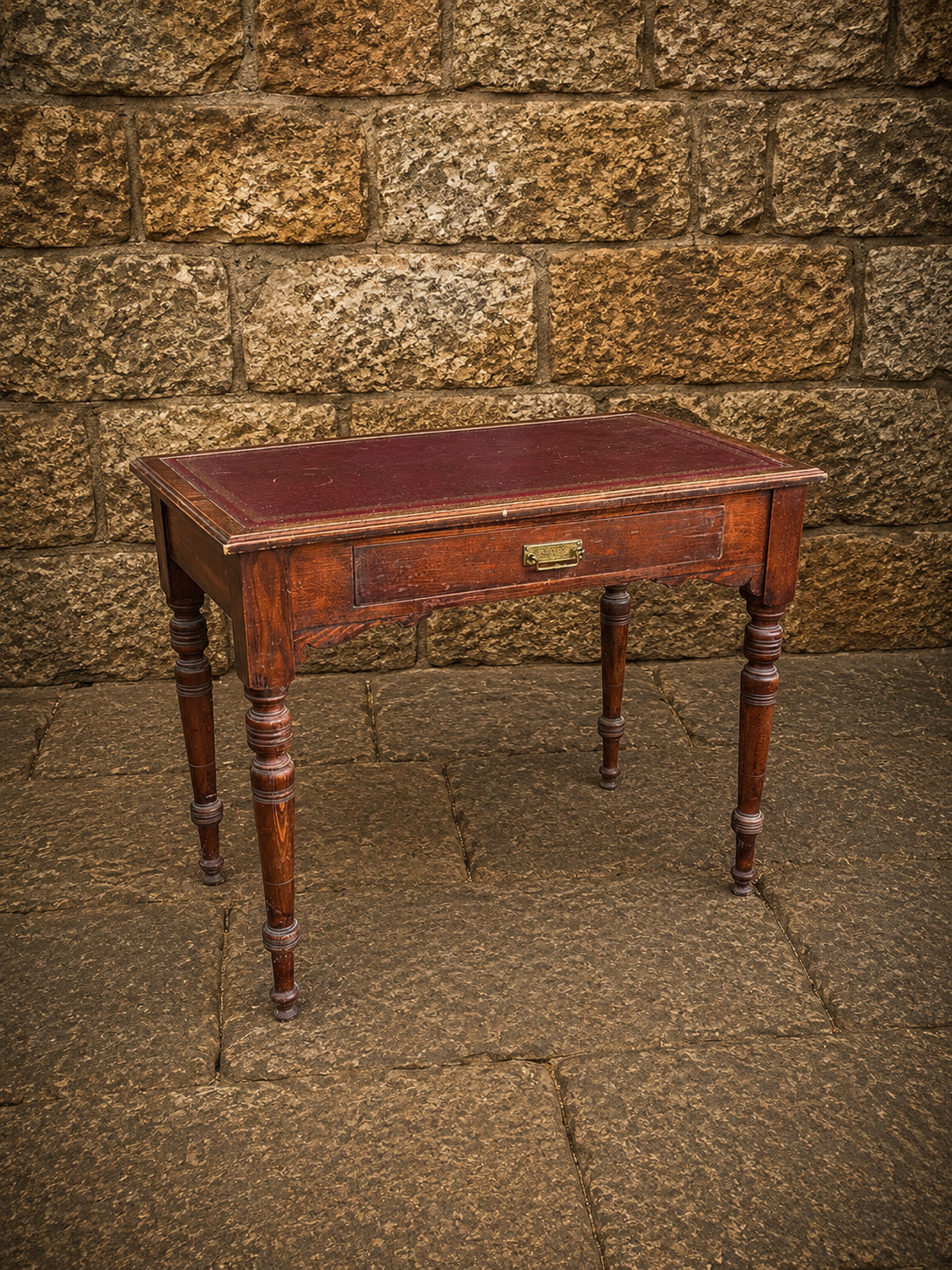 Antique Victorian Oak Leather Top Writing Table c1900