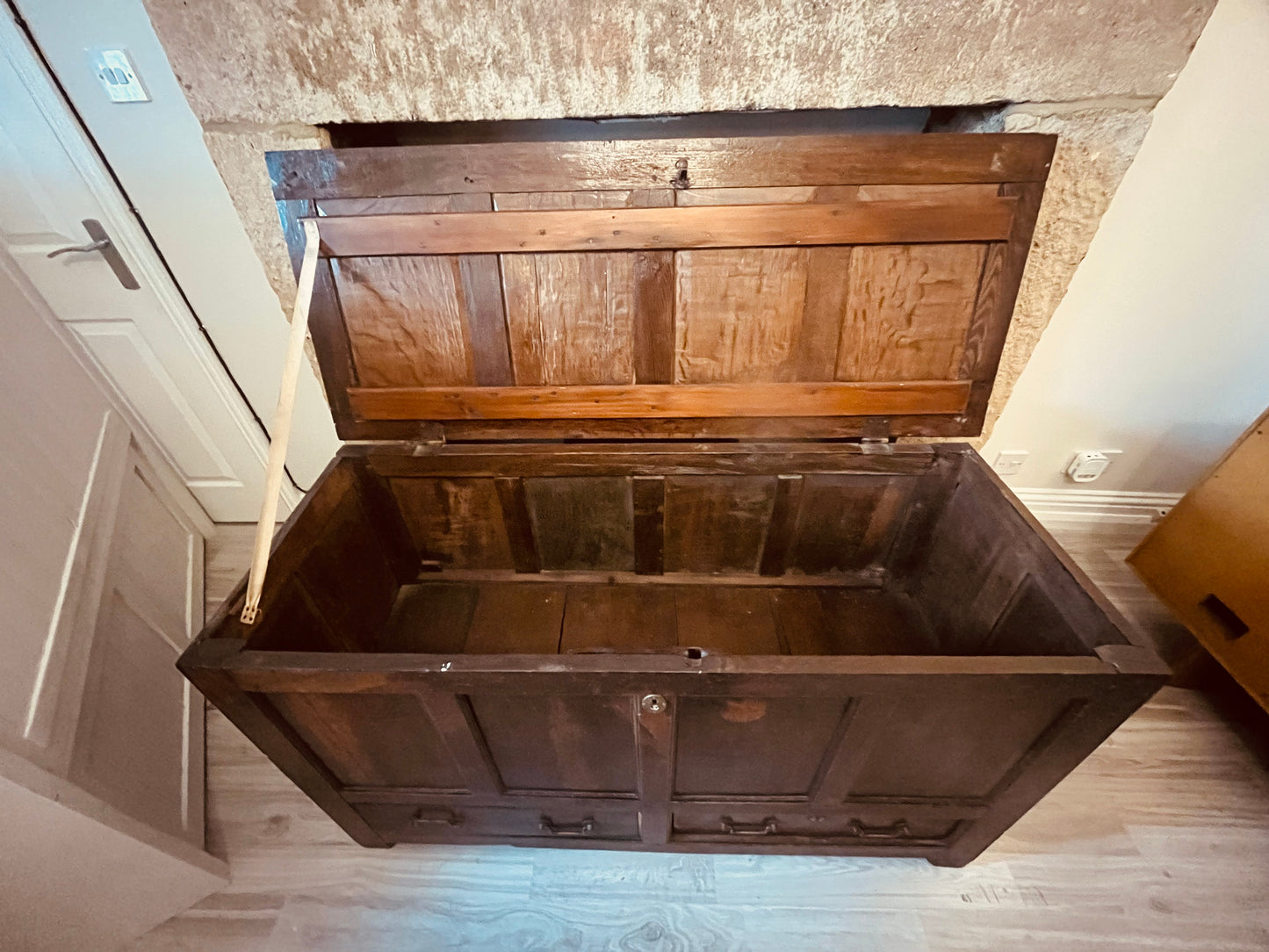Antique Oak Mule Chest with Drawers – Georgian Coffer & Blanket Box (c.1780–1830)