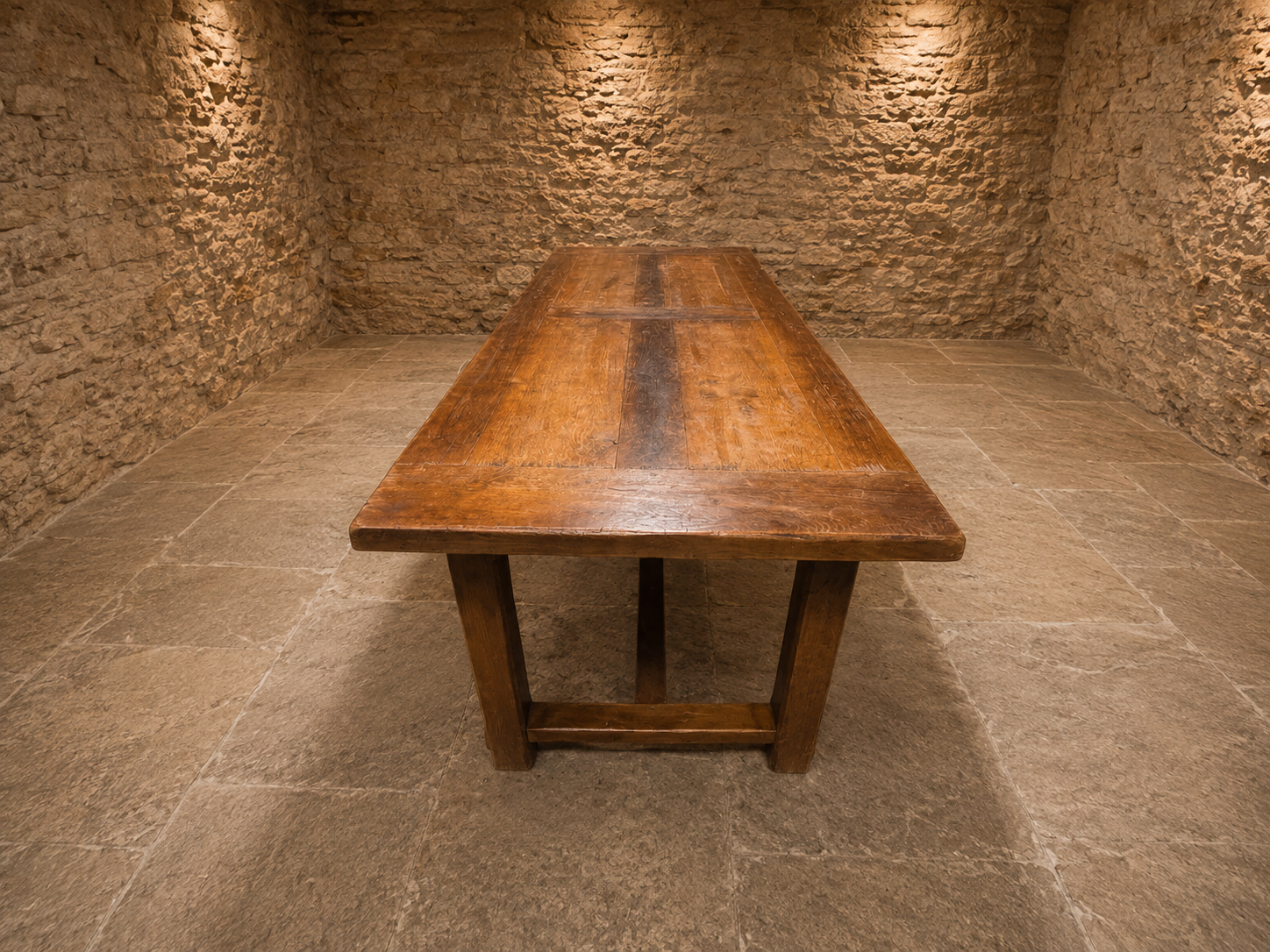 Antique Arts & Crafts Oak Refectory Dining Table – Large English Country House Table