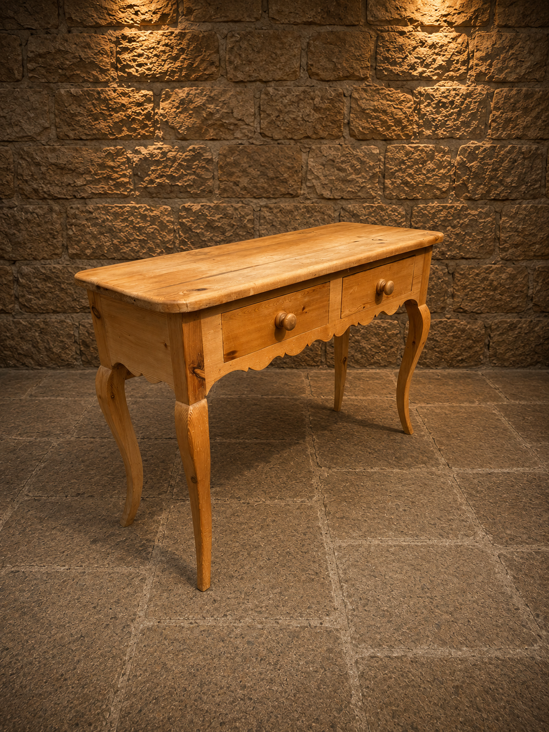 Antique French Provincial Pine Console Table