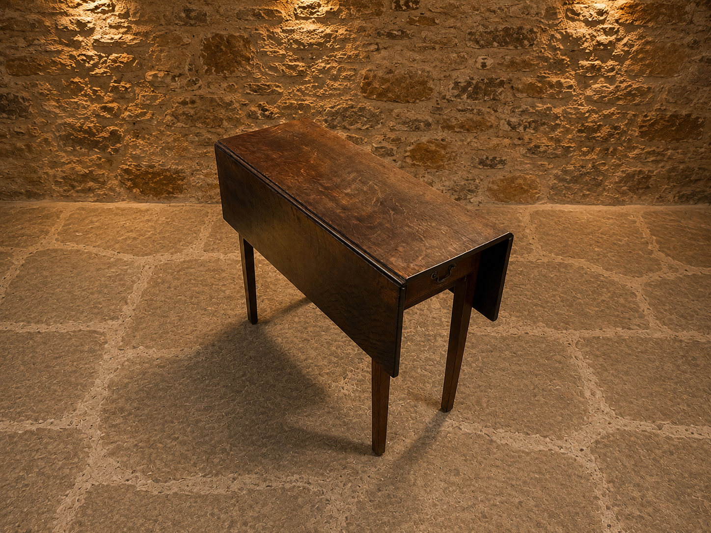 Antique Solid Oak Gateleg Drop Leaf Dining Table | English Farmhouse Kitchen Table
